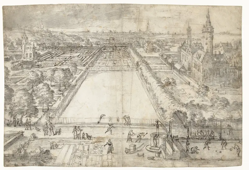 Kasteel met een park in de nabijheid van een stad Wall Art by Frederik van Valckenborch - High-Resolution Digital Print