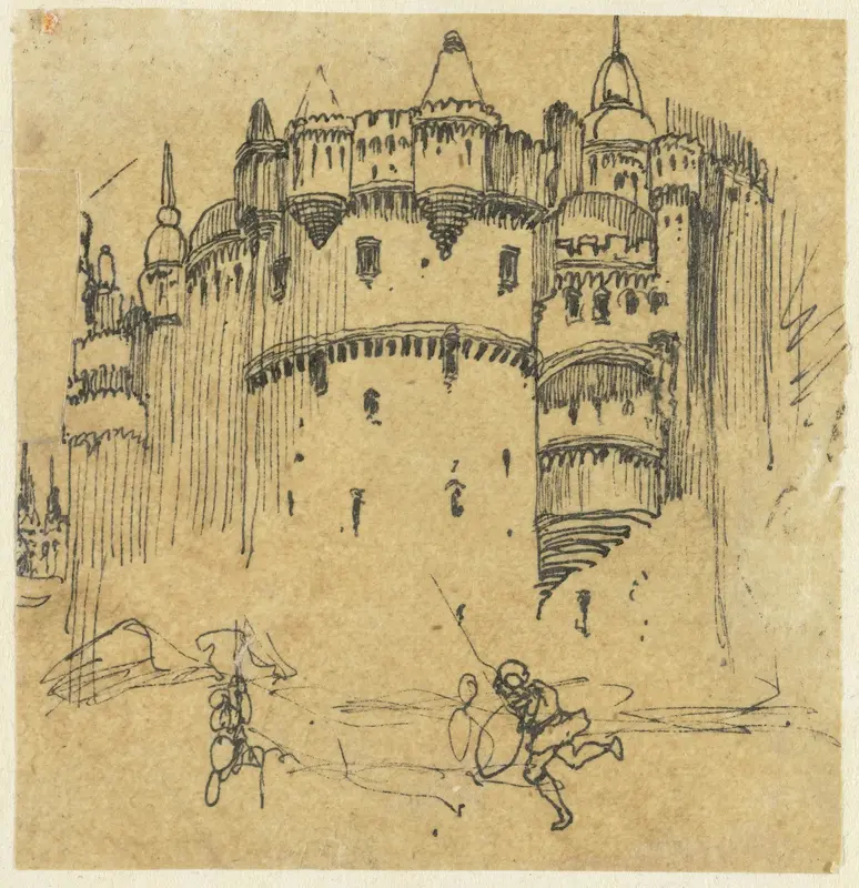 Kasteel met twee figuren Wall Art by Rodolphe Bresdin - High-Resolution Digital Print