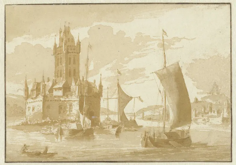 Kasteel Rheinpfalz bij Kaub Wall Art by Abraham Rademaker - High-Resolution Digital Print