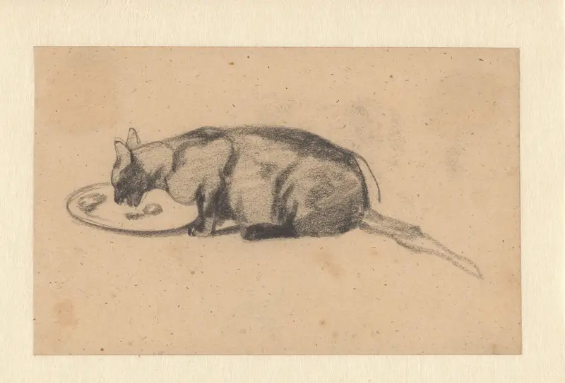 Kat die een bord uitlikt Wall Art by Guillaume Anne van der Brugghen - High-Resolution Digital Print