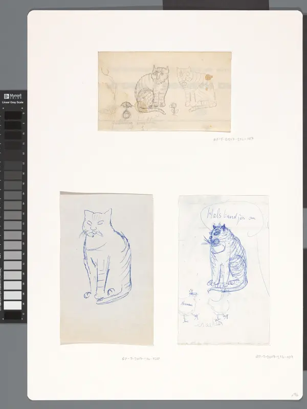 Kat en twee kippen Wall Art by Willem Westbroek - High-Resolution Digital Print
