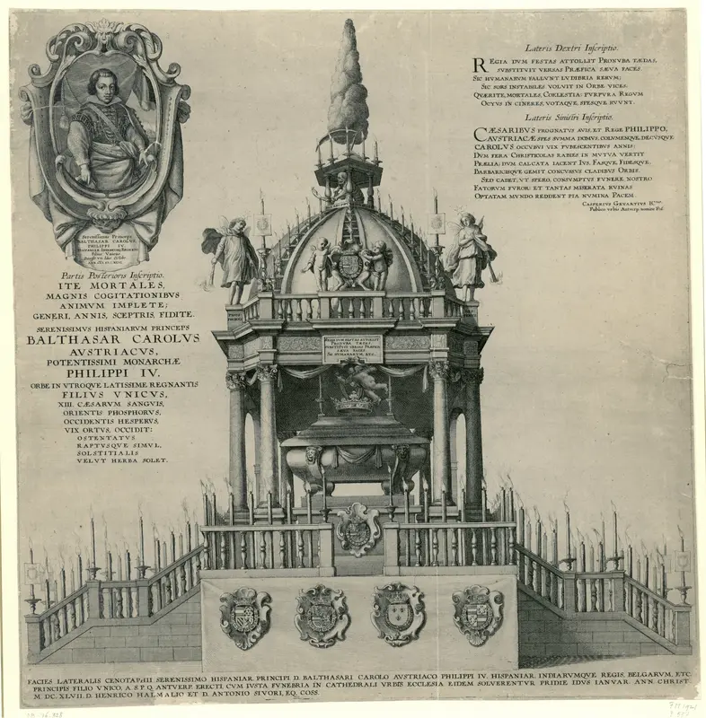 Katafalk van de Infante Balthasar te Antwerpen (zijaanzicht), 1647 Wall Art by Wenceslaus Hollar - High-Resolution Digital Print
