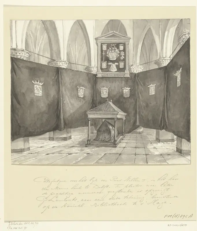 Katafalk voor het lijk van Willem I, prins van Oranje, in de Nieuwe Kerk te Delft, 1584 Wall Art by Gerrit Lamberts - High-Resolution Digital Print