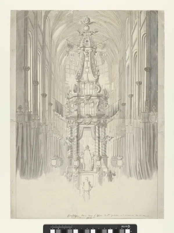 Katafalk voor keizer Karel VI in de kerk van Sint-Michiel en Sint-Goedele te Brussel Wall Art by Unknown - High-Resolution Digital Print
