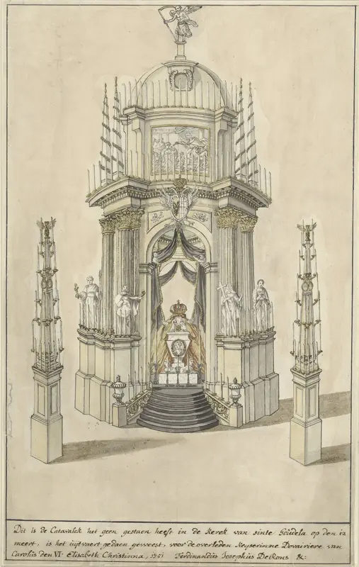 Katafalk voor keizerin Elisabeth Christine te Brussel, 1751 Wall Art by Ferdinandus Josephus de Rons - High-Resolution Digital Print