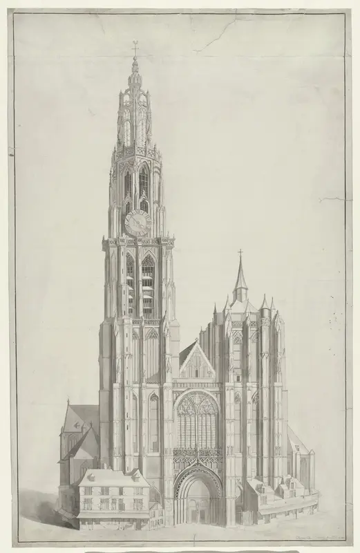 Kathedraal te Antwerpen Wall Art by Ignatius Joseph van den Berghe - High-Resolution Digital Print