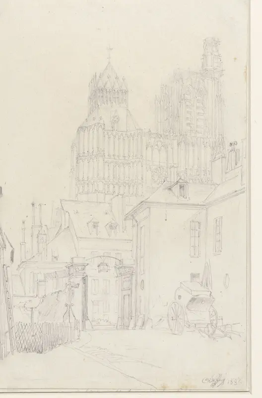 Kathedraal van Sens, gezien vanuit het Hôtel de l'Eeu Wall Art by Nicolas Marie Joseph Chapuy - High-Resolution Digital Print