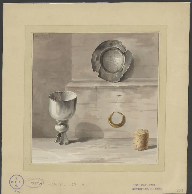 Kelk en andere voorwerpen gevonden in het graf van Sint Bernold (Bernulfus) Wall Art by Unknown - High-Resolution Digital Print
