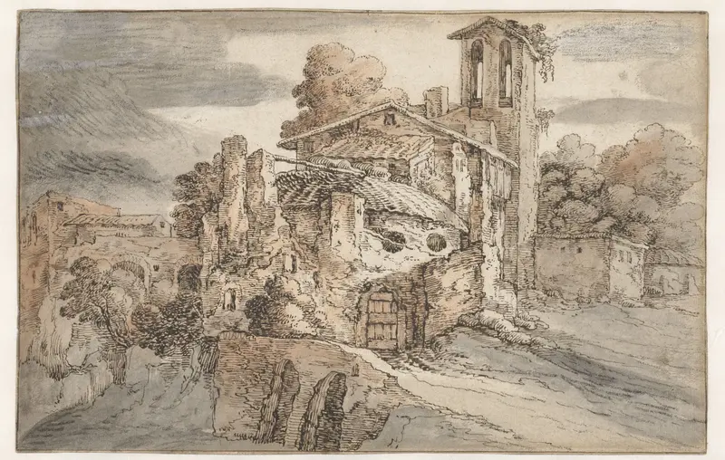 Kerk en antieke ruïnes in Italië Wall Art by Unknown - High-Resolution Digital Print