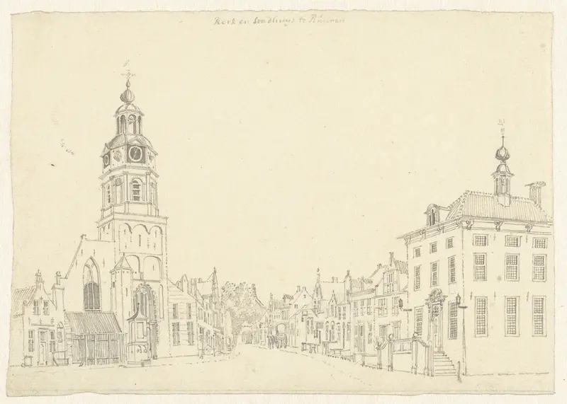 Kerk en stadhuis te Buren Wall Art by Jan de Beijer - High-Resolution Digital Print