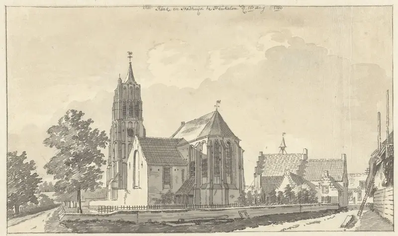 Kerk en stadhuis van Heukeleum Wall Art by Jan de Beijer - High-Resolution Digital Print