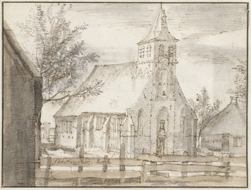 Kerk te Sloterdijk Wall Art by Claes Jansz. Visscher (II) - High-Resolution Digital Print