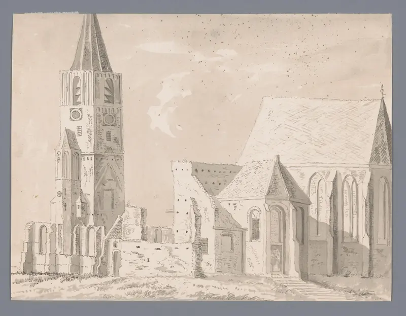 Kerk te Warmond en de ruïne daarvan Wall Art by Unknown - High-Resolution Digital Print