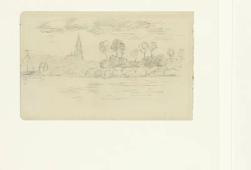 Kerk tussen bomen aan het water