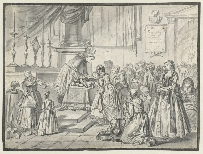 Kerkelijke scène met kruisverering op Goede Vrijdag Wall Art by Charles Parrocel - High-Resolution Digital Print