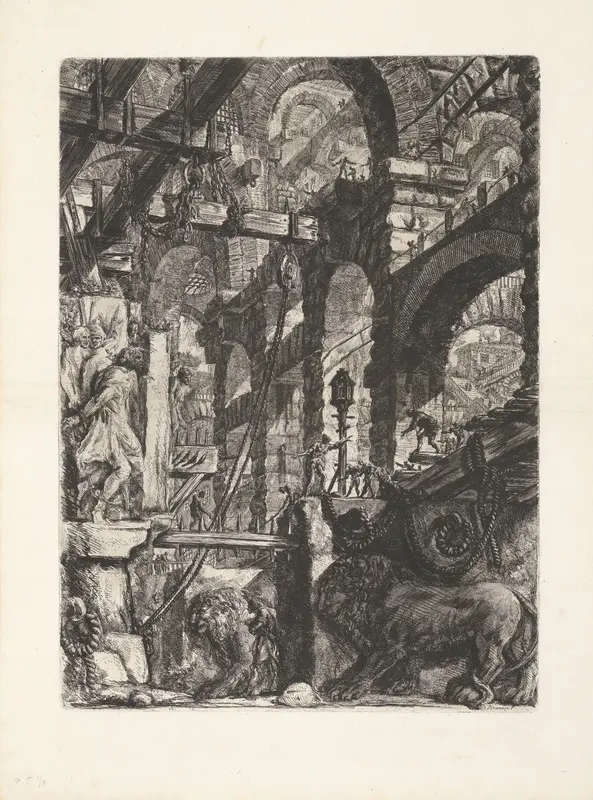 Kerker met stenen reliëfs met leeuwen Wall Art by Giovanni Battista Piranesi - High-Resolution Digital Print