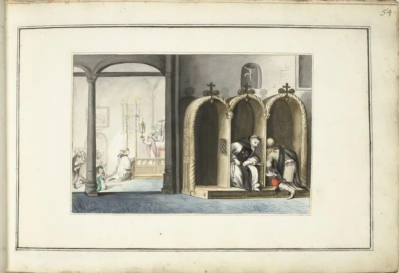 Kerkinterieur met biechtstoel Wall Art by Unknown - High-Resolution Digital Print