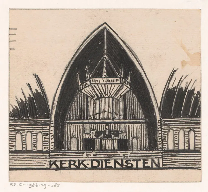 Kerkinterieur met predikant achter de kansel Wall Art by Reinier Willem Petrus de Vries (1874-1953) - High-Resolution Digital Print