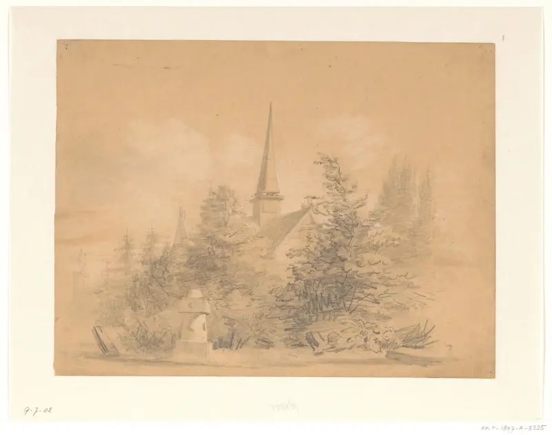 Kerkje tussen bomen Wall Art by Hendrik Valkenburg - High-Resolution Digital Print