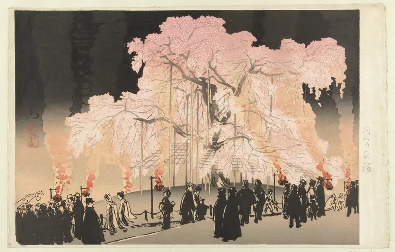 Kersenbloesem `s avonds in het Maruyama park Wall Art by Unknown - High-Resolution Digital Print