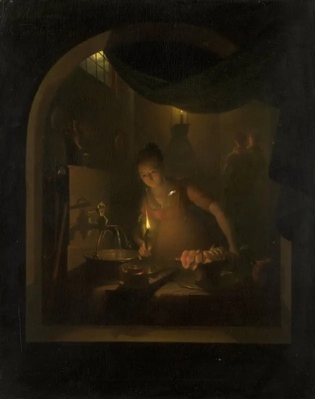 Keuken bij lamplicht Wall Art by Adriaan Meulemans - High-Resolution Digital Print