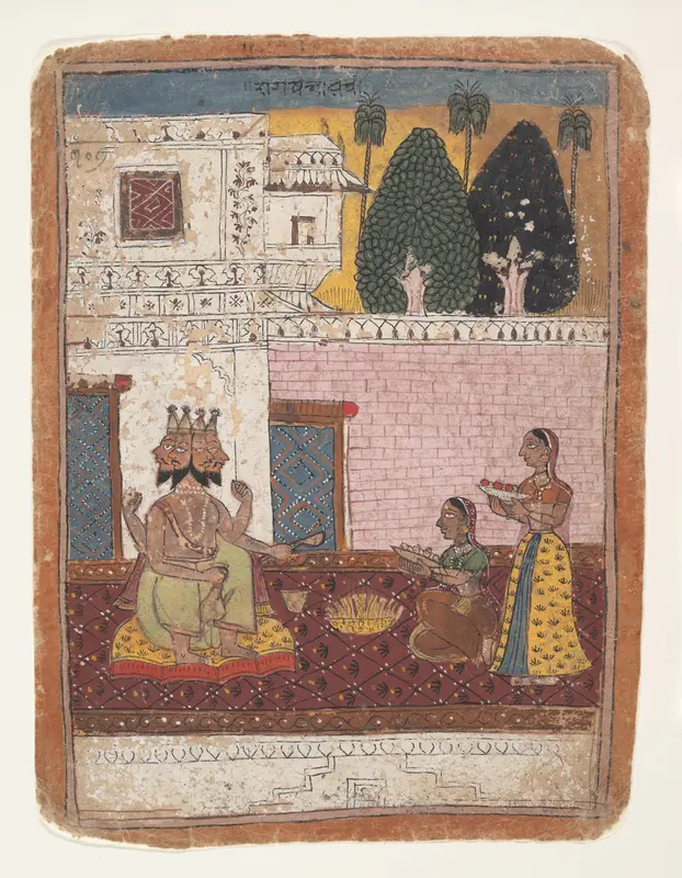 Khambavati Ragini: Page from a Dispersed Ragamala Series (Garland of Musical Modes) Wall Art by Unknown - High-Resolution Digital Print
