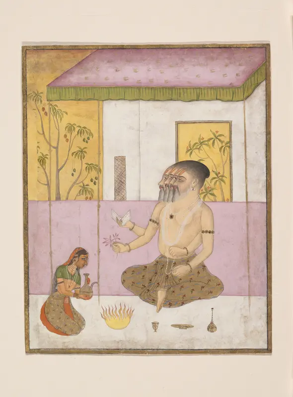 Khambhavati Ragini: Folio from a ragamala series (Garland of Musical Modes) Wall Art by Unknown - High-Resolution Digital Print