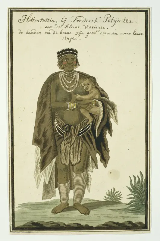 Khoekhoe of Gonaqua vrouw met een kind aan de borst Wall Art by Unknown - High-Resolution Digital Print