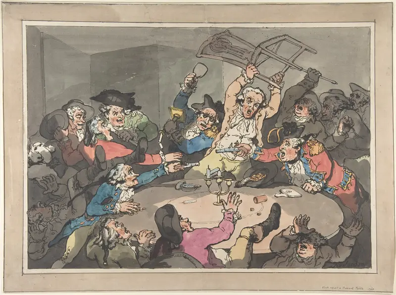 Kick Up at a Hazard Table Wall Art by Thomas Rowlandson - High-Resolution Digital Print