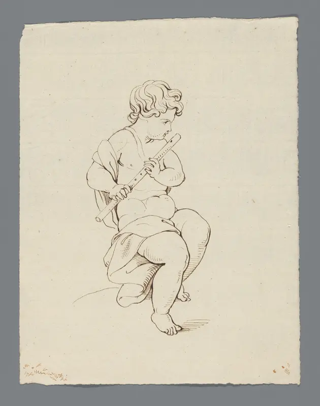 Kind met dwarsfluit Wall Art by David Pièrre Giottino Humbert de Superville - High-Resolution Digital Print