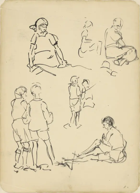 Kinderen en zittende vrouw Wall Art by Dick Ket - High-Resolution Digital Print
