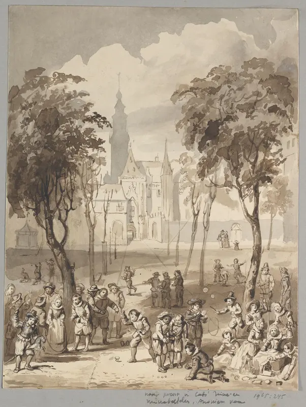 Kinderspelen op het Abdijplein in Middelburg Wall Art by Johann Wilhelm Kaiser (I) - High-Resolution Digital Print