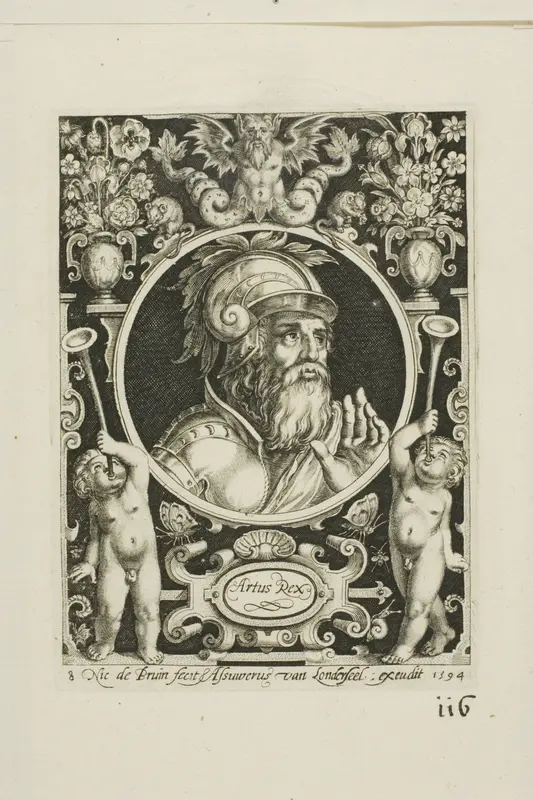 King Arthur, plate eight from The Nine Worthies Wall Art by Nicolaes de Bruyn - High-Resolution Digital Print