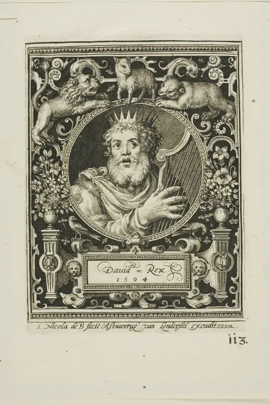 King David, plate five from The Nine Worthies Wall Art by Nicolaes de Bruyn - High-Resolution Digital Print
