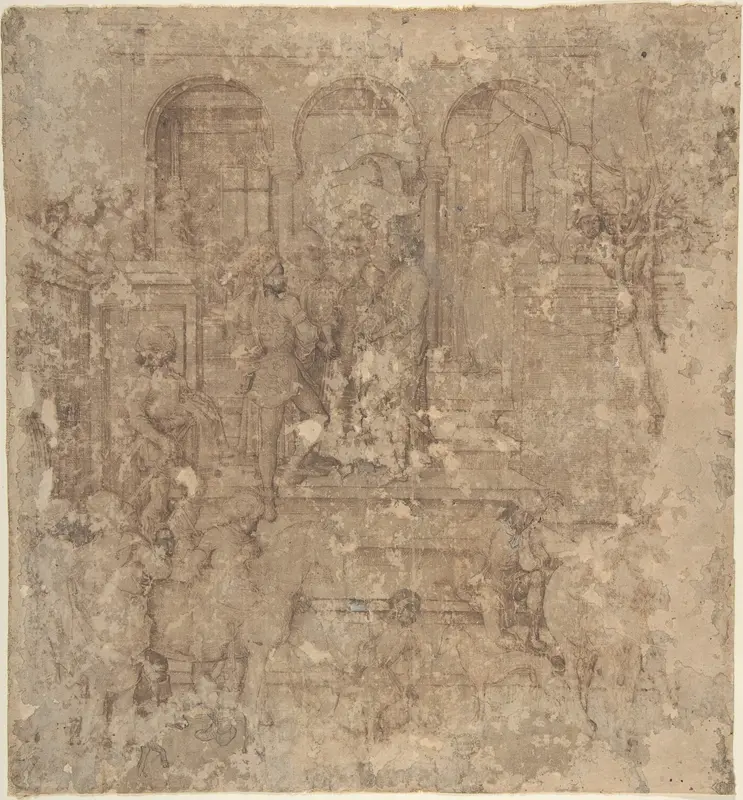 King Herod Receiving the Three Magi Wall Art by Martin Schongauer - High-Resolution Digital Print