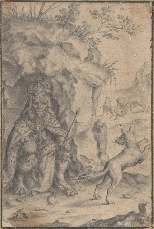 King Lion and Fox Wall Art by Anonymous, Dutch, 17th century - High-Resolution Digital Print