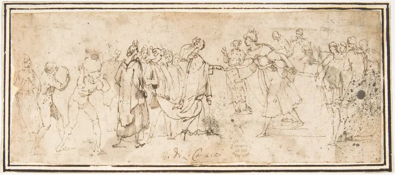King Solomon Receiving the Queen of Sheba Wall Art by Francesco Allegrini - High-Resolution Digital Print