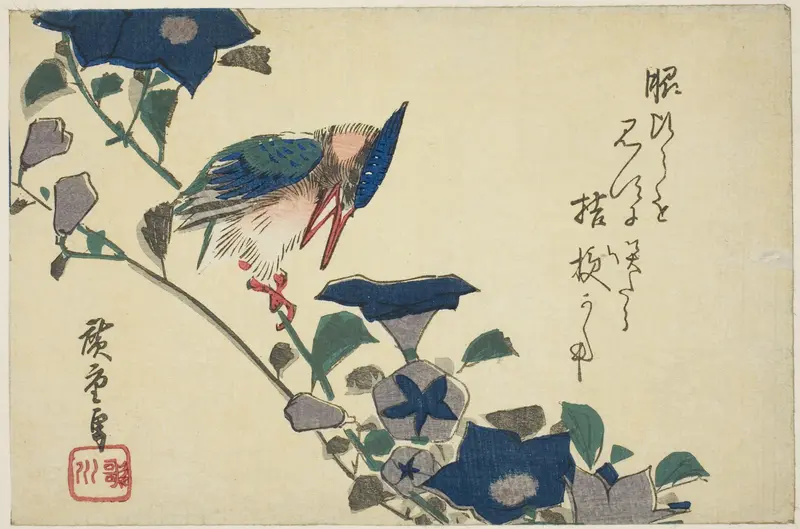Kingfisher and bellflowers