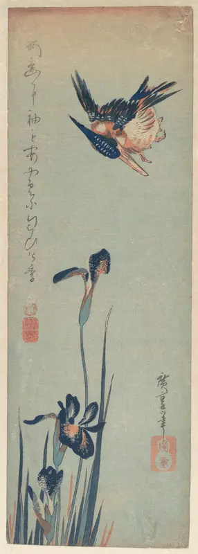 Kingfisher and Irises