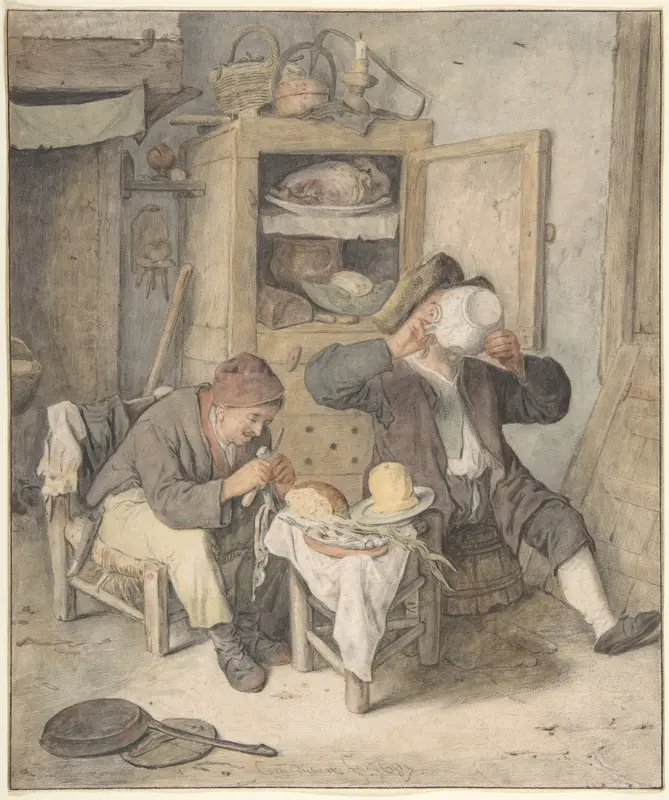 Kitchen Scene Wall Art by Cornelis Dusart - High-Resolution Digital Print
