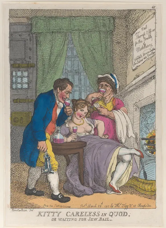Kitty Careless in Quod or Waiting for Jew Bail Wall Art by Thomas Rowlandson - High-Resolution Digital Print