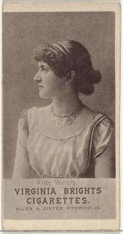 Kitty Welch, from the Actresses series (N67) promoting Virginia Brights Cigarettes for Allen & Ginter brand tobacco products Wall Art by Allen & Ginter - High-Resolution Digital Print