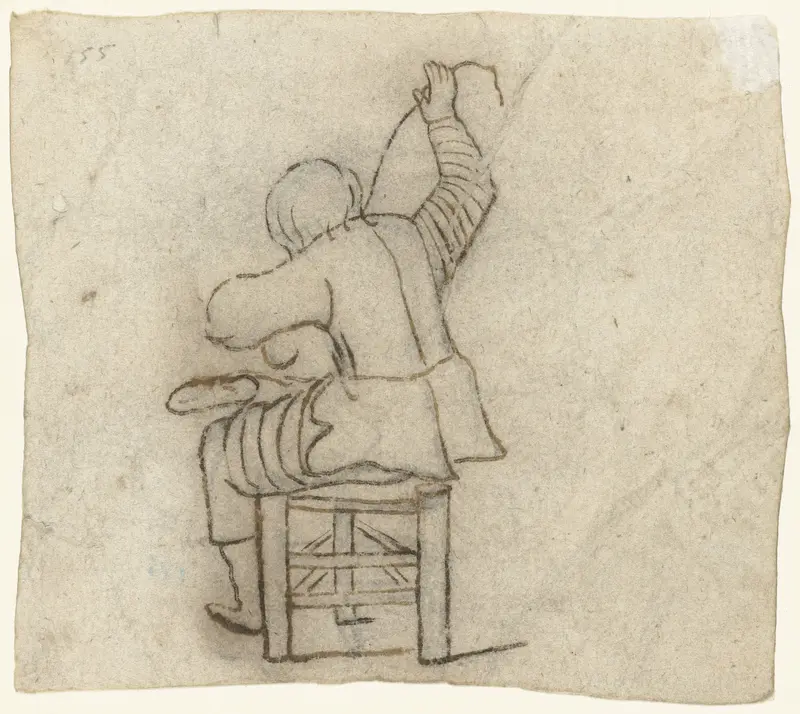 Kleermaker op een kruk, van achteren gezien Wall Art by Harmen ter Borch - High-Resolution Digital Print
