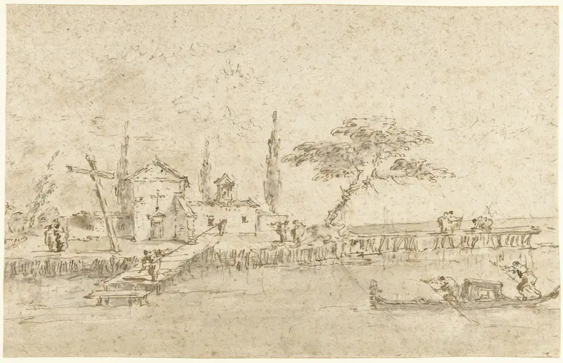 Kleine kapel van een klooster op één van de eilanden bij Venetië Wall Art by Francesco Guardi - High-Resolution Digital Print