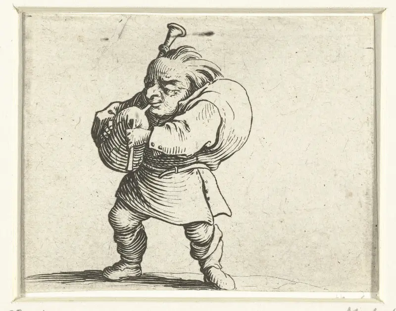 Kleine mens (karikatuur) met doedelzak Wall Art by Jacques Callot - High-Resolution Digital Print