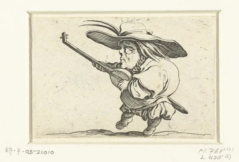 Kleine mens (karikatuur) met luit en zwaard Wall Art by Jacques Callot - High-Resolution Digital Print