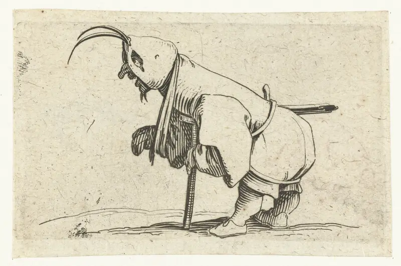 Kleine mens (karikatuur) met mitella, kruk en zwaard Wall Art by Jacques Callot - High-Resolution Digital Print