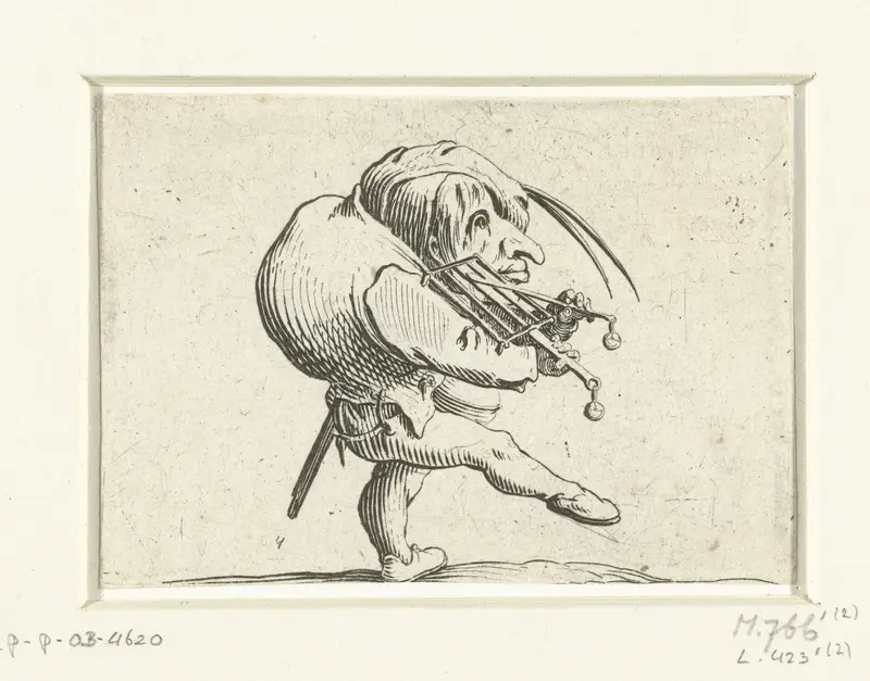 Kleine mens (karikatuur) met rooster en zwaard Wall Art by Jacques Callot - High-Resolution Digital Print
