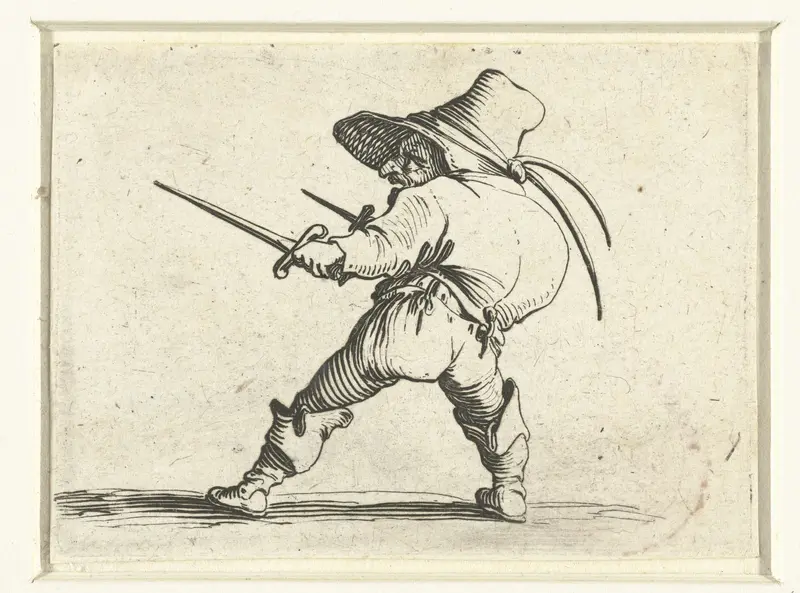 Kleine mens (karikatuur) met twee dolken Wall Art by Jacques Callot - High-Resolution Digital Print