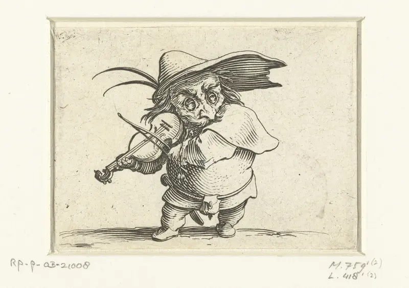 Kleine mens (karikatuur) met viool en zwaard Wall Art by Jacques Callot - High-Resolution Digital Print